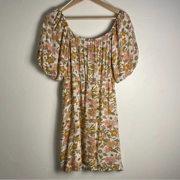 Baevely Mini Dress Everything And More Dress Multi Floral Keyhole Puff Sleeve - Picture 7 of 15